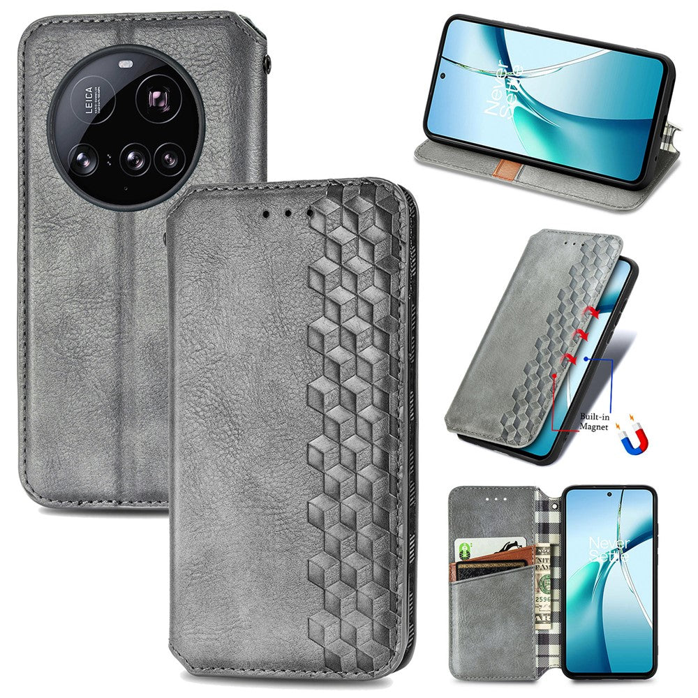 For Xiaomi 15 Ultra Case Rhombus Imprint PU Leather Wallet Phone Cover