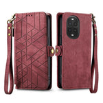 For Huawei nova 13 Pro 5G Zipper Wallet Case Geometry Lines Leather Phone Cover with Strap