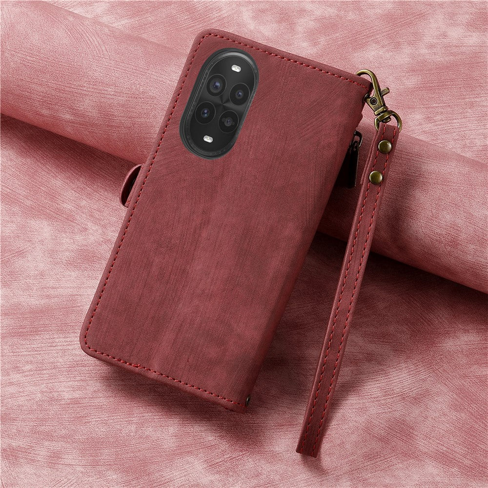 Huawei nova 13 Pro 5G Plånboksfodral med dragkedja, geometriska linjer, läderfodral med rem