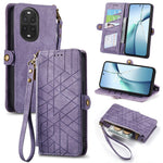 For Huawei nova 13 Pro 5G Zipper Wallet Case Geometry Lines Leather Phone Cover with Strap