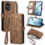For Huawei nova 13 5G Zipper Wallet Case Geometry Lines Leather Phone Cover with Strap