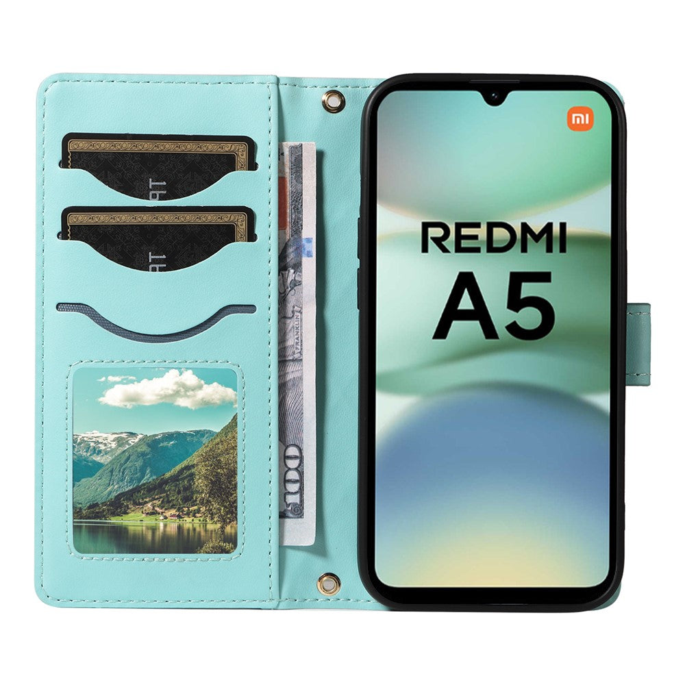 For Xiaomi Redmi A5 NFC (EU) (173.45mm) Wallet Case Rhombus Leather Phone Cover with Strap