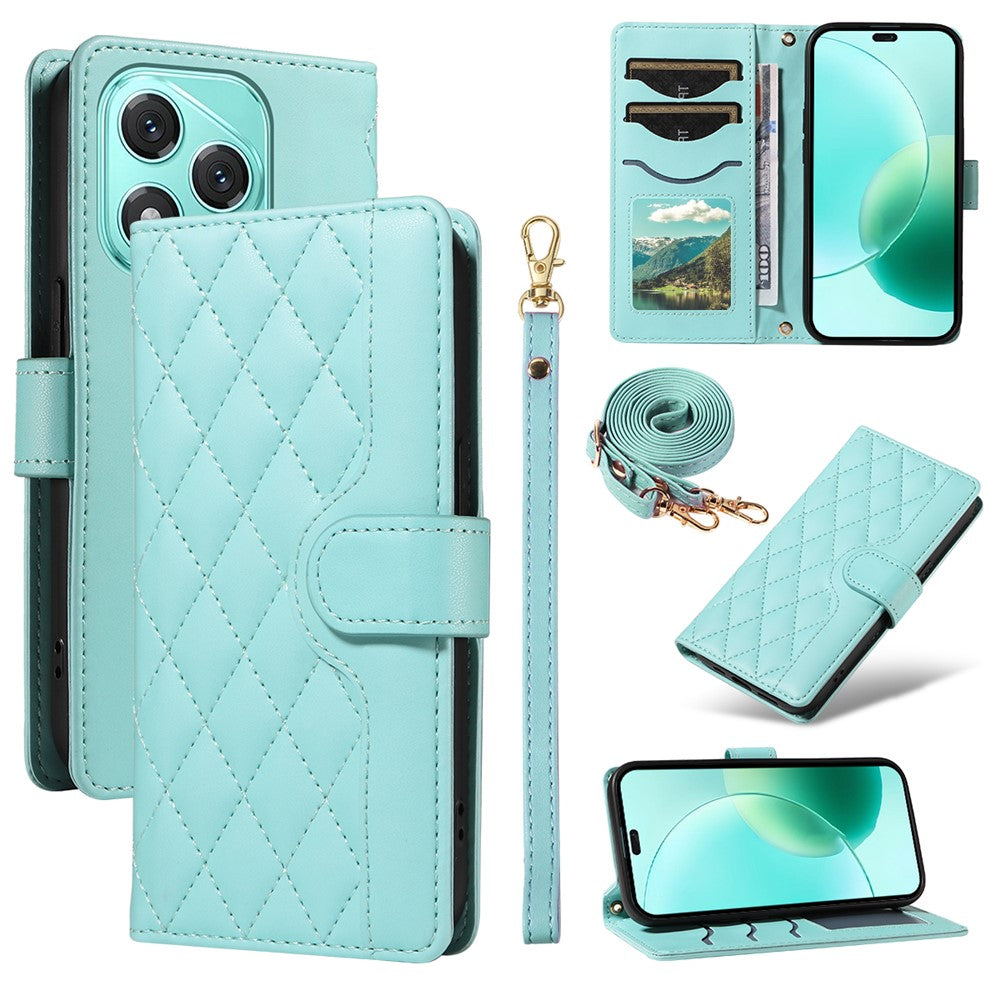 For Honor 400 Lite 5G Wallet Case Rhombus Leather Phone Cover with Strap