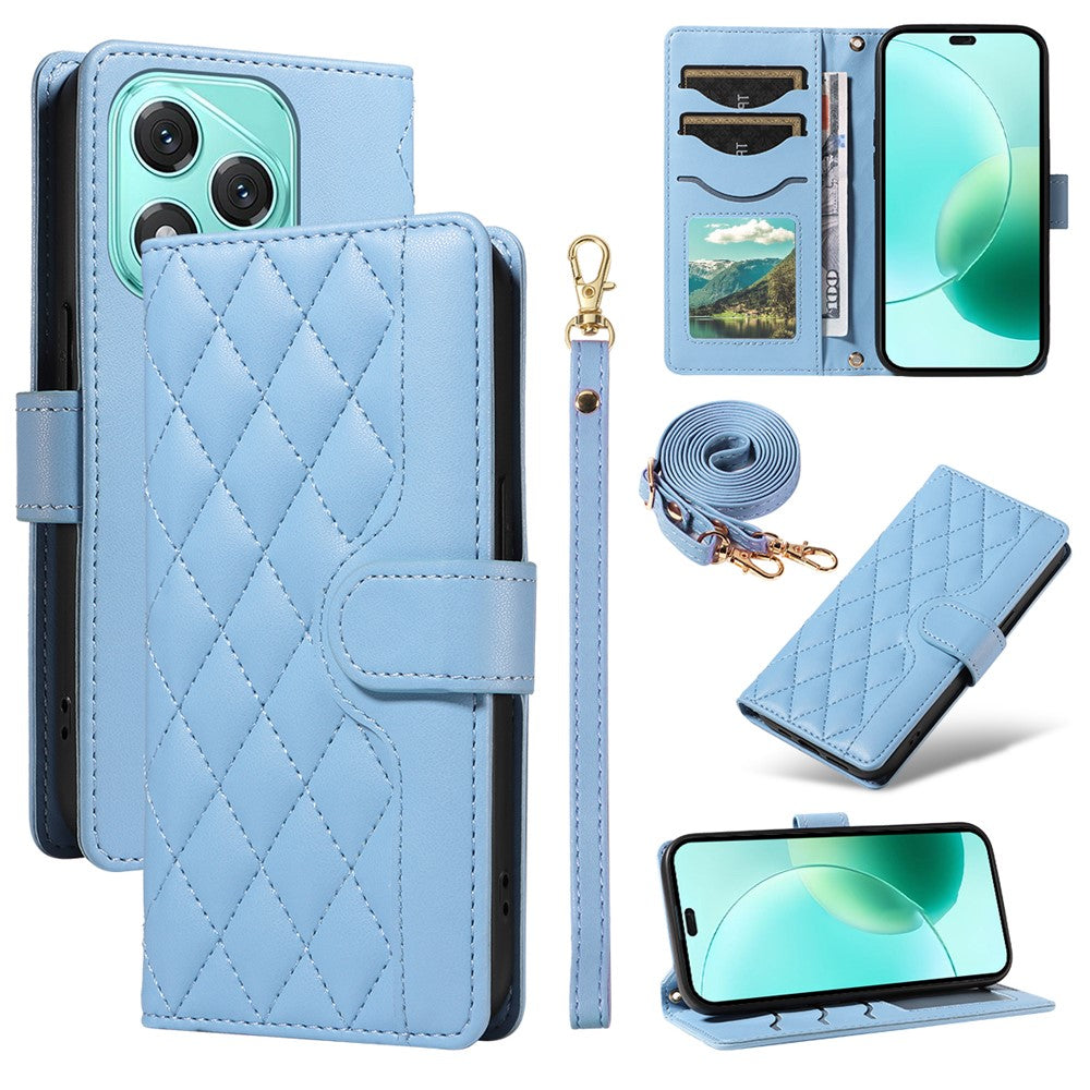 For Honor 400 Lite 5G Wallet Case Rhombus Leather Phone Cover with Strap