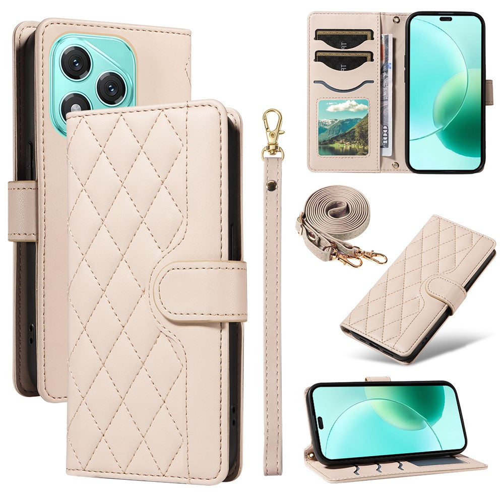 For Honor 400 Lite 5G Wallet Case Rhombus Leather Phone Cover with Strap
