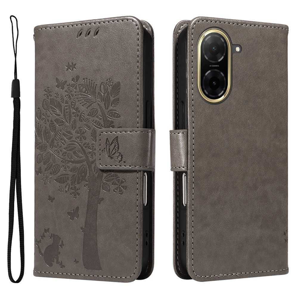 For Xiaomi Redmi A5 NFC (EU) (173.45mm) Phone Case with Stand Cat Tree Pattern Leather Wallet Mobile Cover
