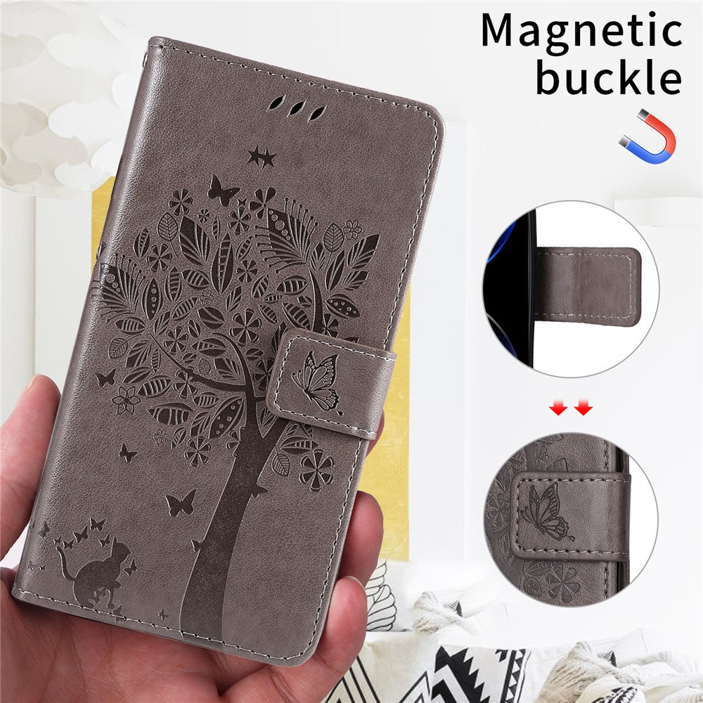 For Xiaomi Redmi A5 NFC (EU) (173.45mm) Phone Case with Stand Cat Tree Pattern Leather Wallet Mobile Cover