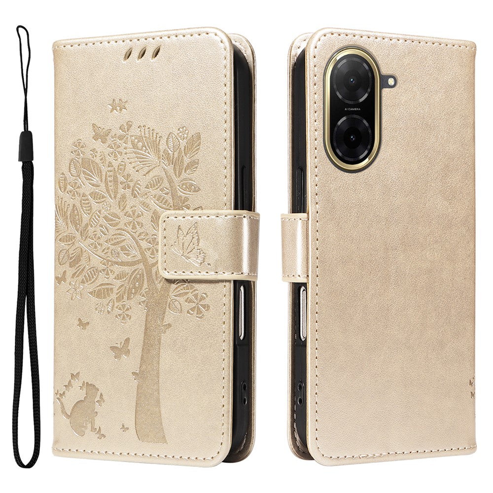 For Xiaomi Redmi A5 NFC (EU) (173.45mm) Phone Case with Stand Cat Tree Pattern Leather Wallet Mobile Cover