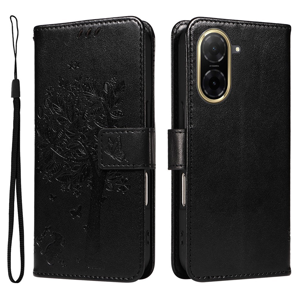 For Xiaomi Redmi A5 NFC (EU) (173.45mm) Phone Case with Stand Cat Tree Pattern Leather Wallet Mobile Cover