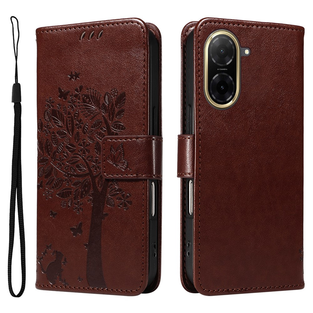 For Xiaomi Redmi A5 NFC (EU) (173.45mm) Phone Case with Stand Cat Tree Pattern Leather Wallet Mobile Cover