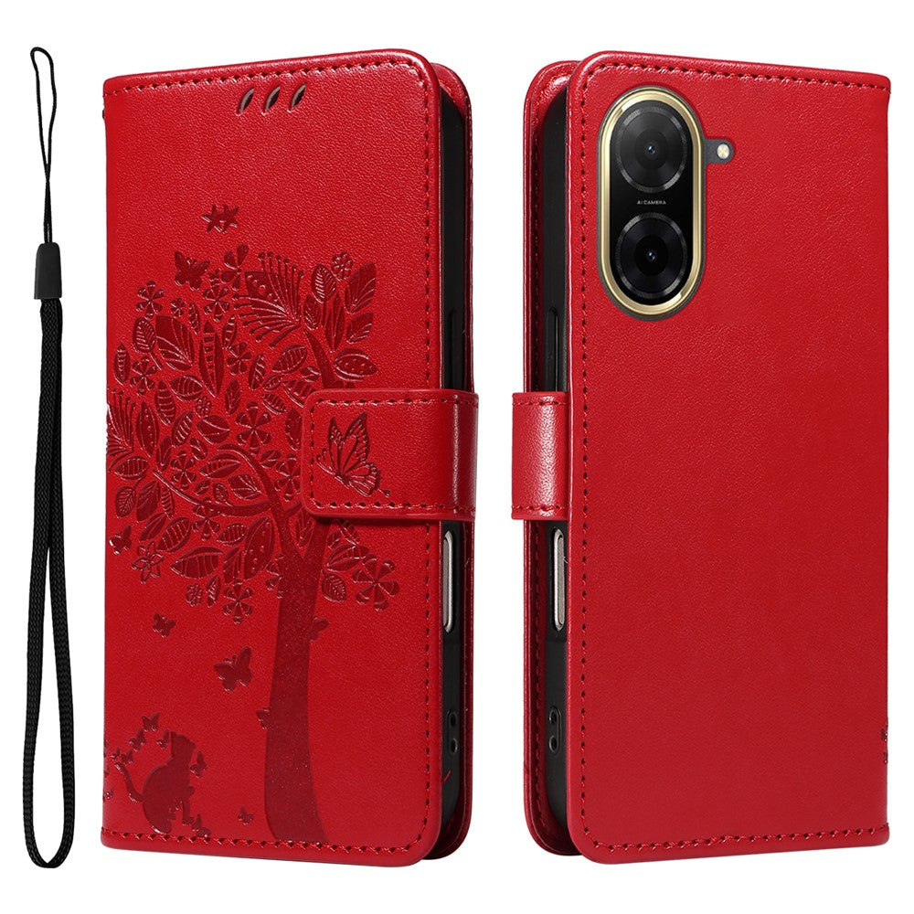 For Xiaomi Redmi A5 NFC (EU) (173.45mm) Phone Case with Stand Cat Tree Pattern Leather Wallet Mobile Cover