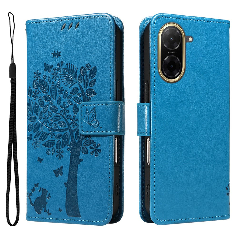 For Xiaomi Redmi A5 NFC (EU) (173.45mm) Phone Case with Stand Cat Tree Pattern Leather Wallet Mobile Cover