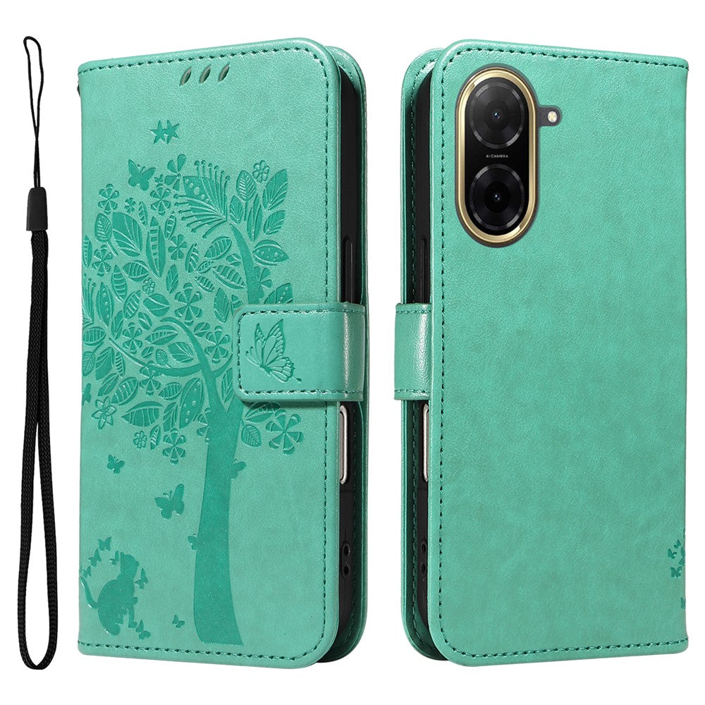 For Xiaomi Redmi A5 NFC (EU) (173.45mm) Phone Case with Stand Cat Tree Pattern Leather Wallet Mobile Cover