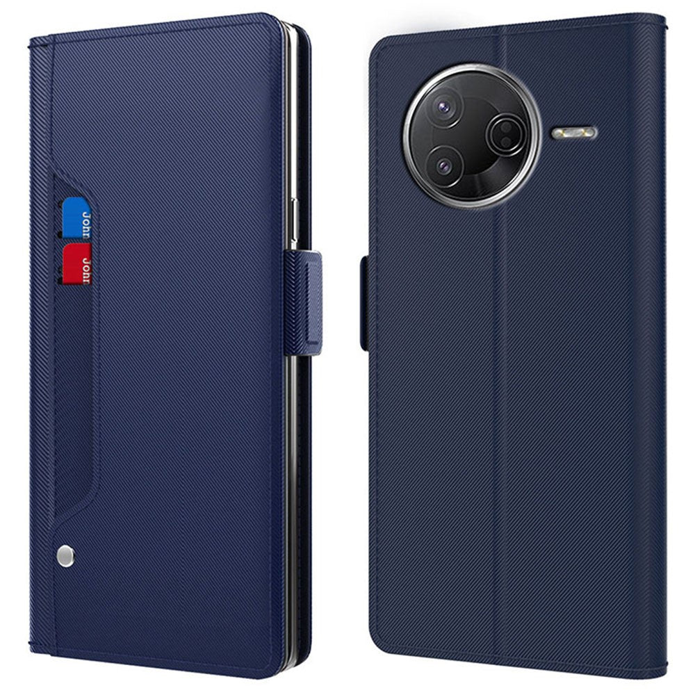 For Xiaomi Poco F7 Pro 5G / Redmi K80 5G Case Stand PU Leather Phone Cover Card Holder Mirror