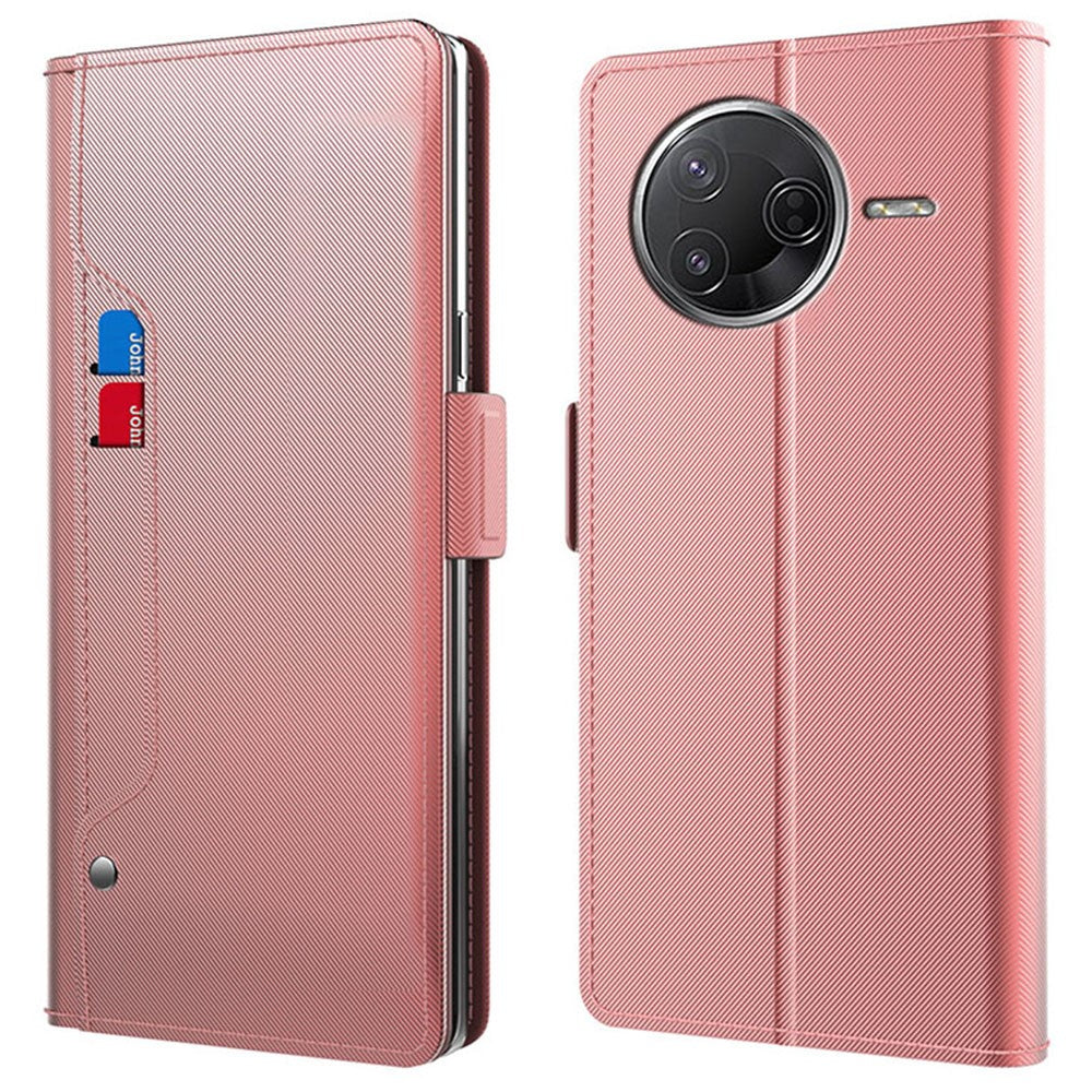 For Xiaomi Poco F7 Pro 5G / Redmi K80 5G Case Stand PU Leather Phone Cover Card Holder Mirror