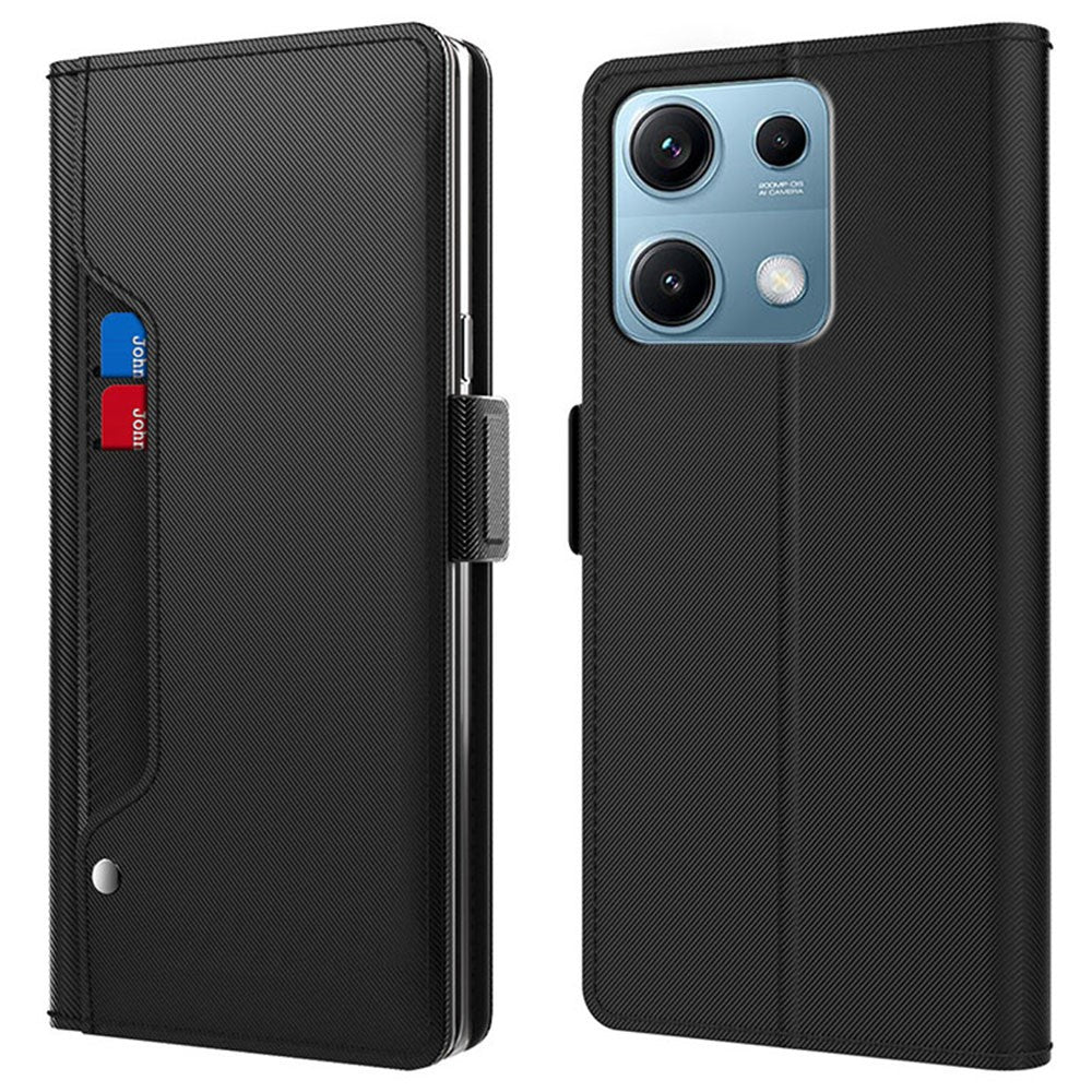 For Xiaomi Redmi Note 14S 4G Case Stand PU Leather Phone Cover Card Holder Mirror