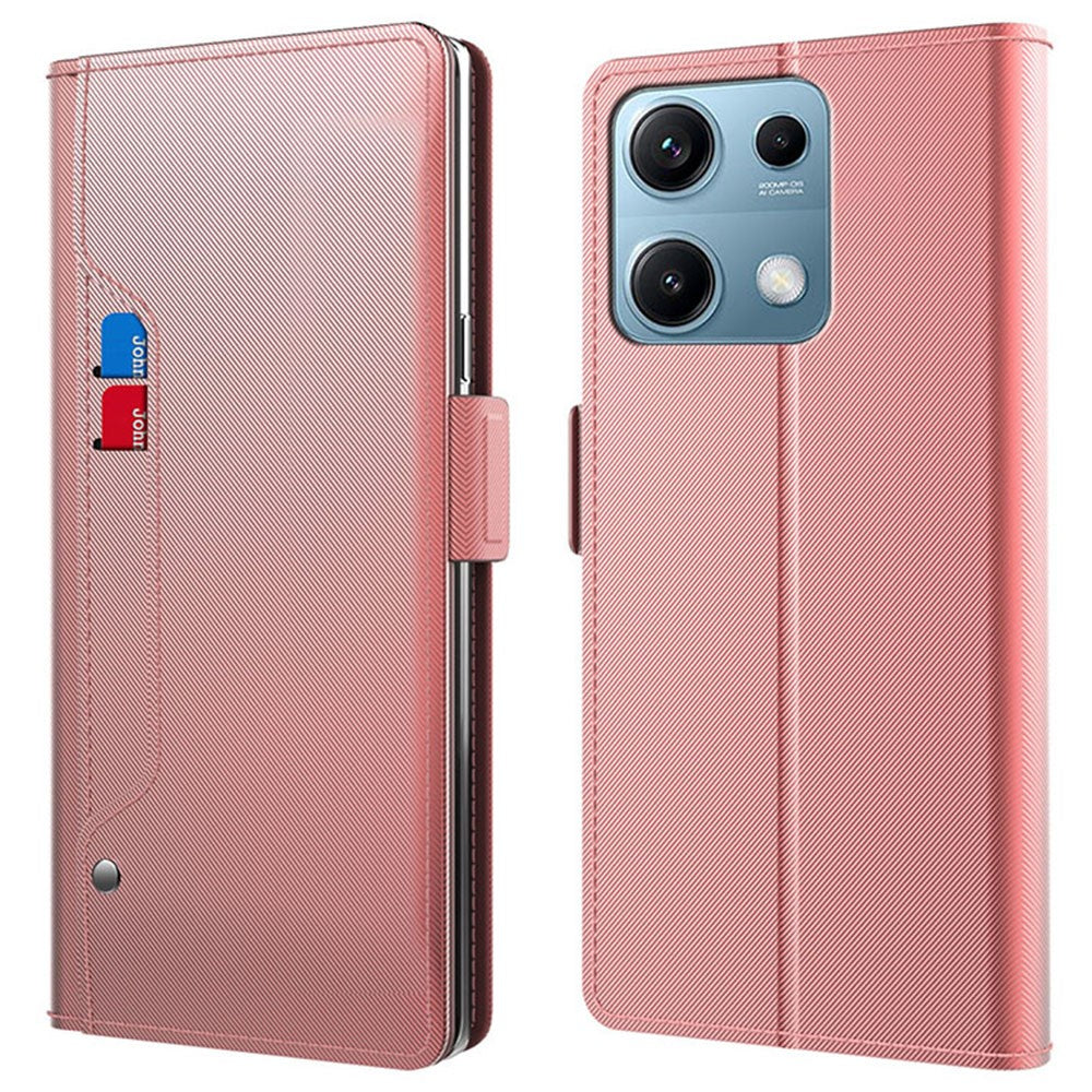 For Xiaomi Redmi Note 14S 4G Case Stand PU Leather Phone Cover Card Holder Mirror