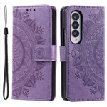 For Samsung Galaxy Z Fold4 5G Mandala Flower Pattern Imprinted Wallet Case PU Leather Stand Magnetic Flip Cover