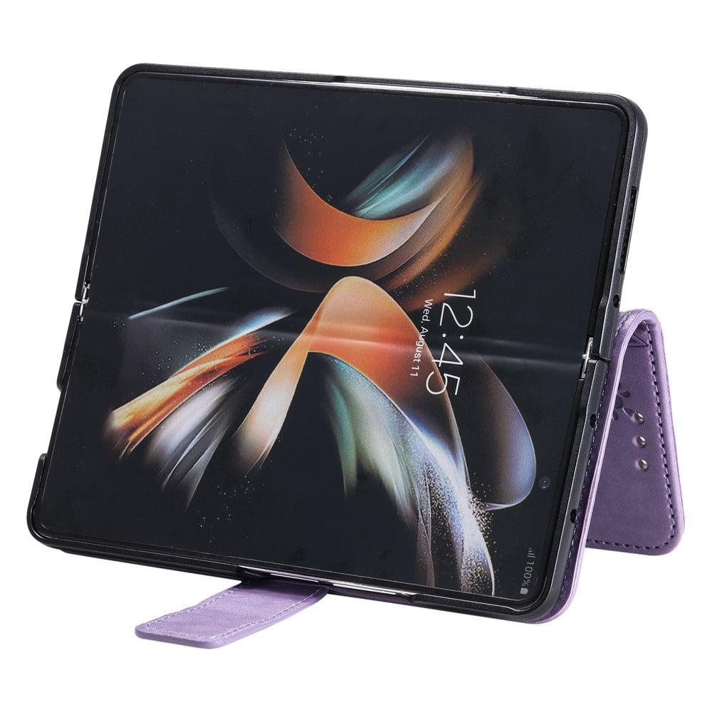 For Samsung Galaxy Z Fold4 5G Mandala Flower Pattern Imprinted Wallet Case PU Leather Stand Magnetic Flip Cover