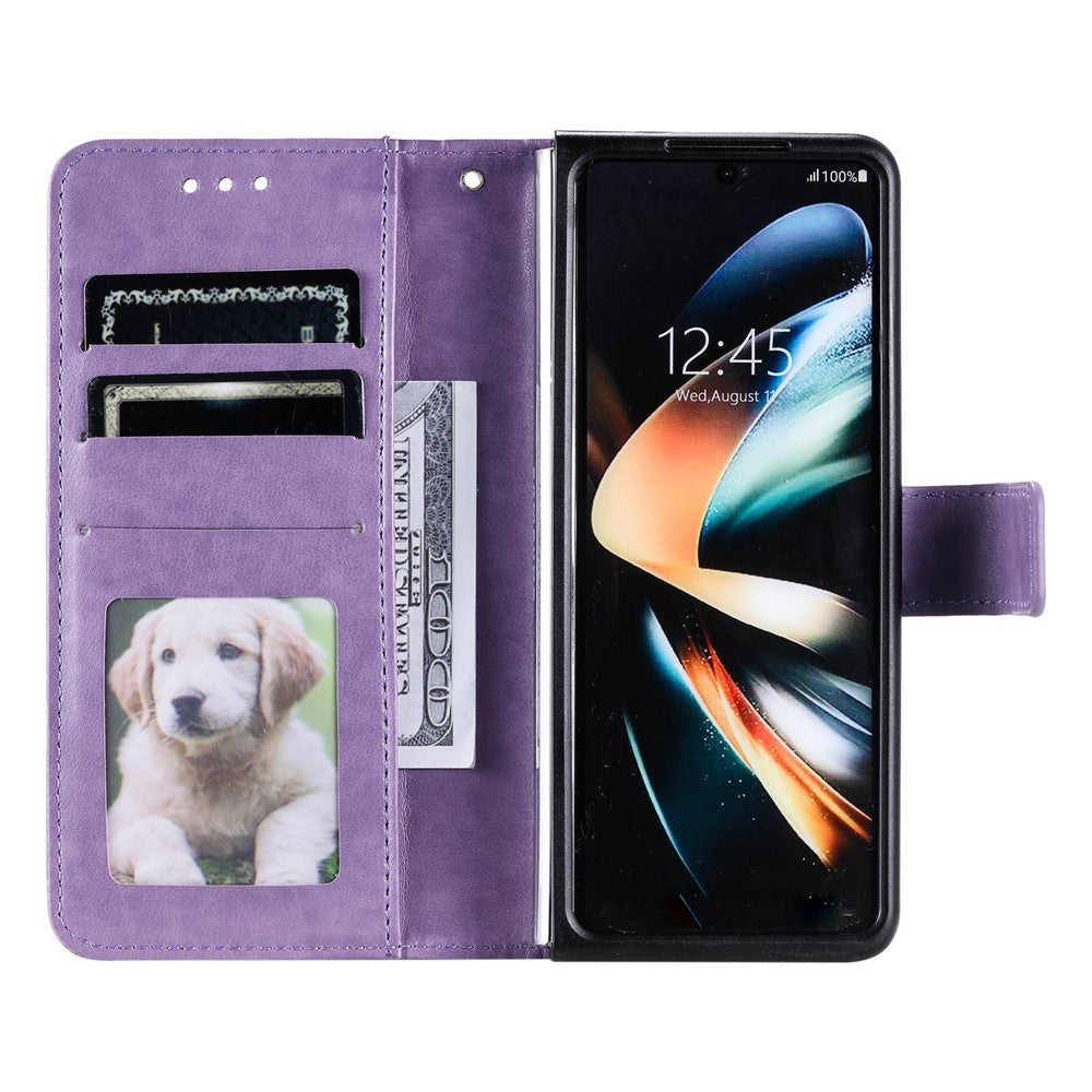 For Samsung Galaxy Z Fold4 5G Mandala Flower Pattern Imprinted Wallet Case PU Leather Stand Magnetic Flip Cover