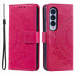 For Samsung Galaxy Z Fold4 5G Mandala Flower Pattern Imprinted Wallet Case PU Leather Stand Magnetic Flip Cover