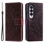 For Samsung Galaxy Z Fold4 5G Mandala Flower Pattern Imprinted Wallet Case PU Leather Stand Magnetic Flip Cover