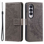 For Samsung Galaxy Z Fold4 5G Mandala Flower Pattern Imprinted Wallet Case PU Leather Stand Magnetic Flip Cover