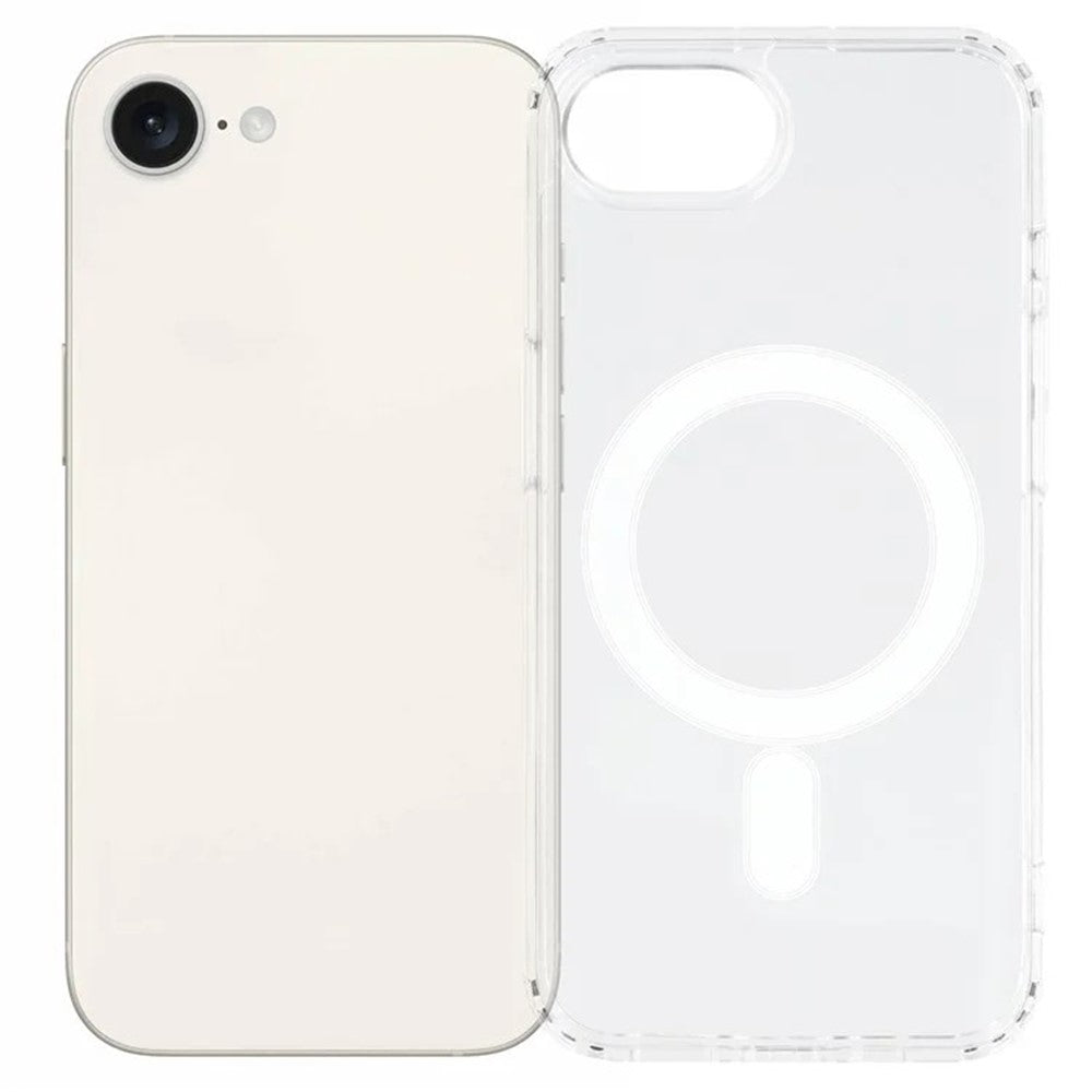 WANLONFENG LM Series For iPhone 17e / 16e Clear Phone Case Compatible with MagSafe with Screen Film (Big Lens Hole)