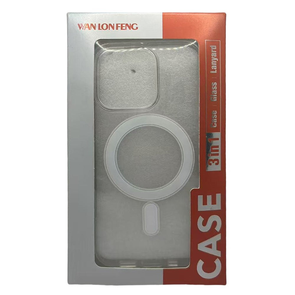 WANLONFENG LM Series For iPhone 15 Clear Phone Case Compatible with MagSafe with Screen Protector (Big Lens Hole)