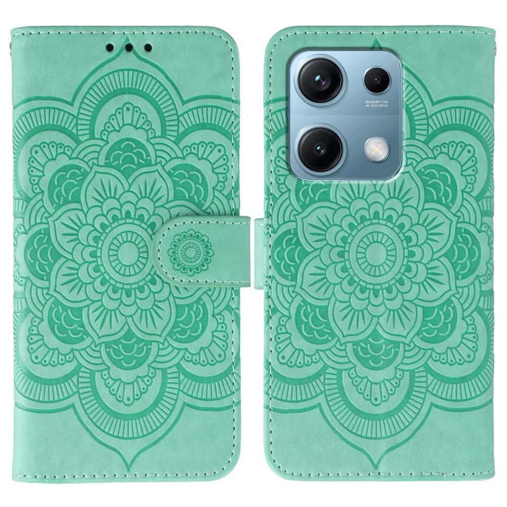 For Xiaomi Redmi Note 14S 4G / Note 13 Pro 4G / Poco M6 Pro 4G Case PU Leather Mandala Imprinted Design Wallet Phone Cover