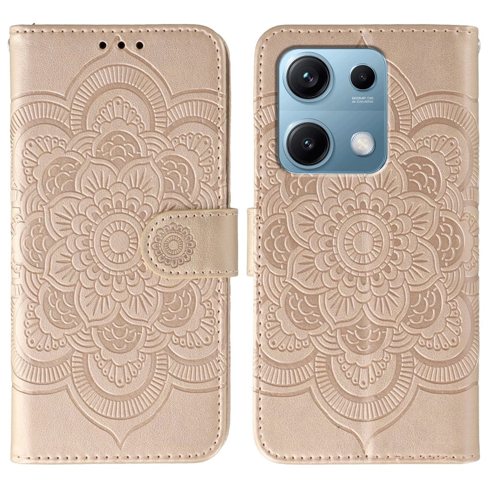 For Xiaomi Redmi Note 14S 4G / Note 13 Pro 4G / Poco M6 Pro 4G Case PU Leather Mandala Imprinted Design Wallet Phone Cover
