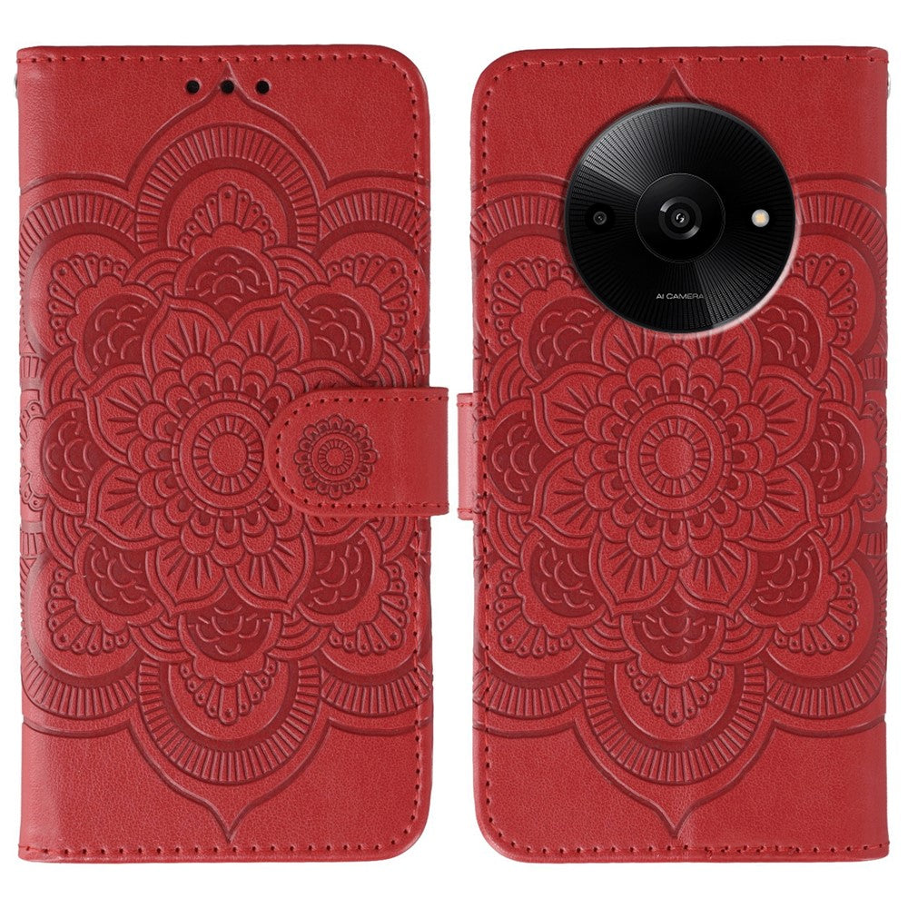 For Xiaomi Poco C61 4G / Redmi A3 4G Case PU Leather Mandala Imprinted Design Wallet Phone Cover
