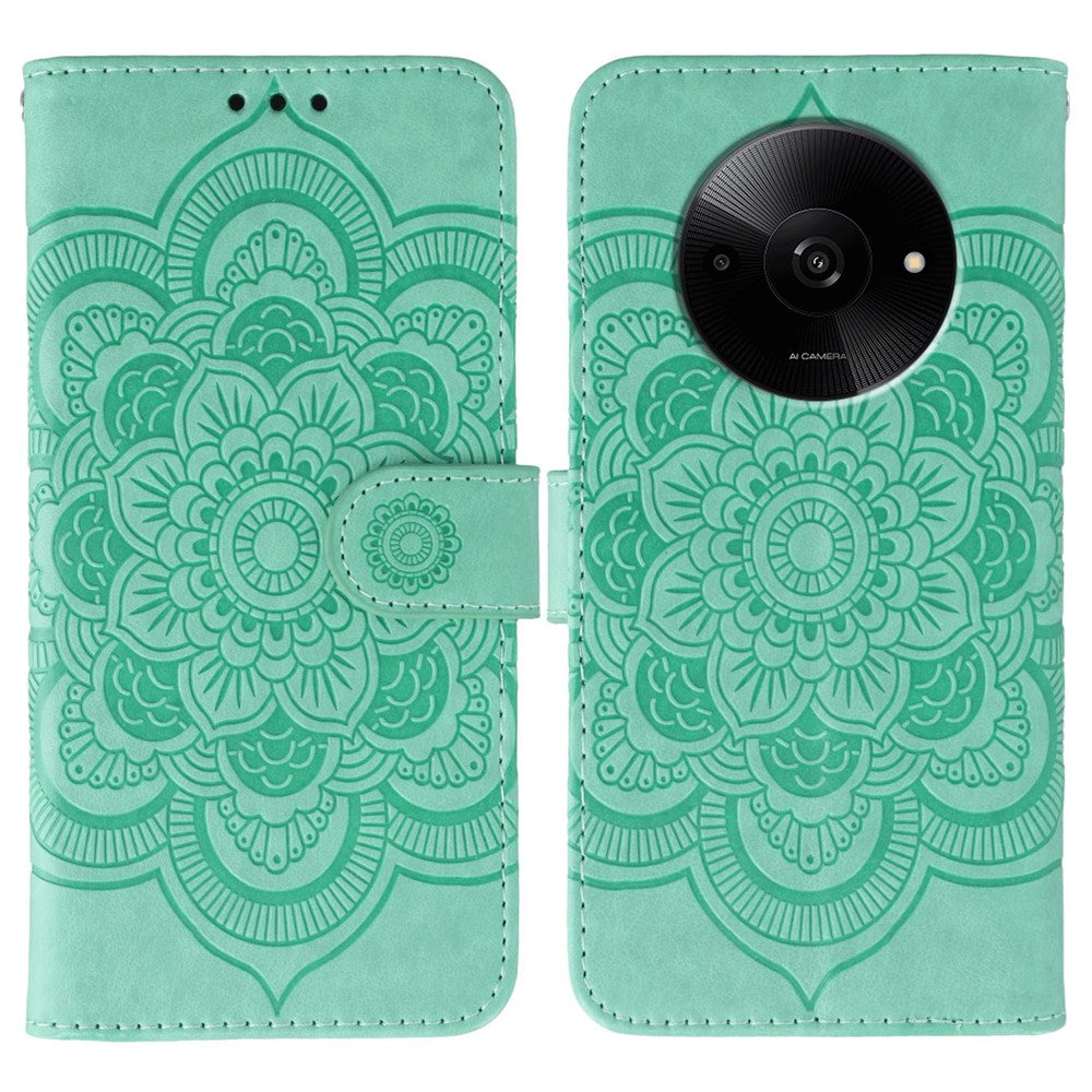 For Xiaomi Poco C61 4G / Redmi A3 4G Case PU Leather Mandala Imprinted Design Wallet Phone Cover