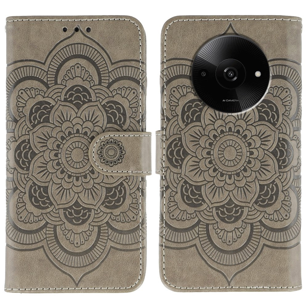 For Xiaomi Poco C61 4G / Redmi A3 4G Case PU Leather Mandala Imprinted Design Wallet Phone Cover