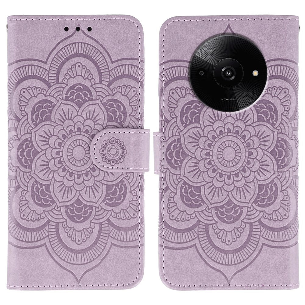 For Xiaomi Poco C61 4G / Redmi A3 4G Case PU Leather Mandala Imprinted Design Wallet Phone Cover