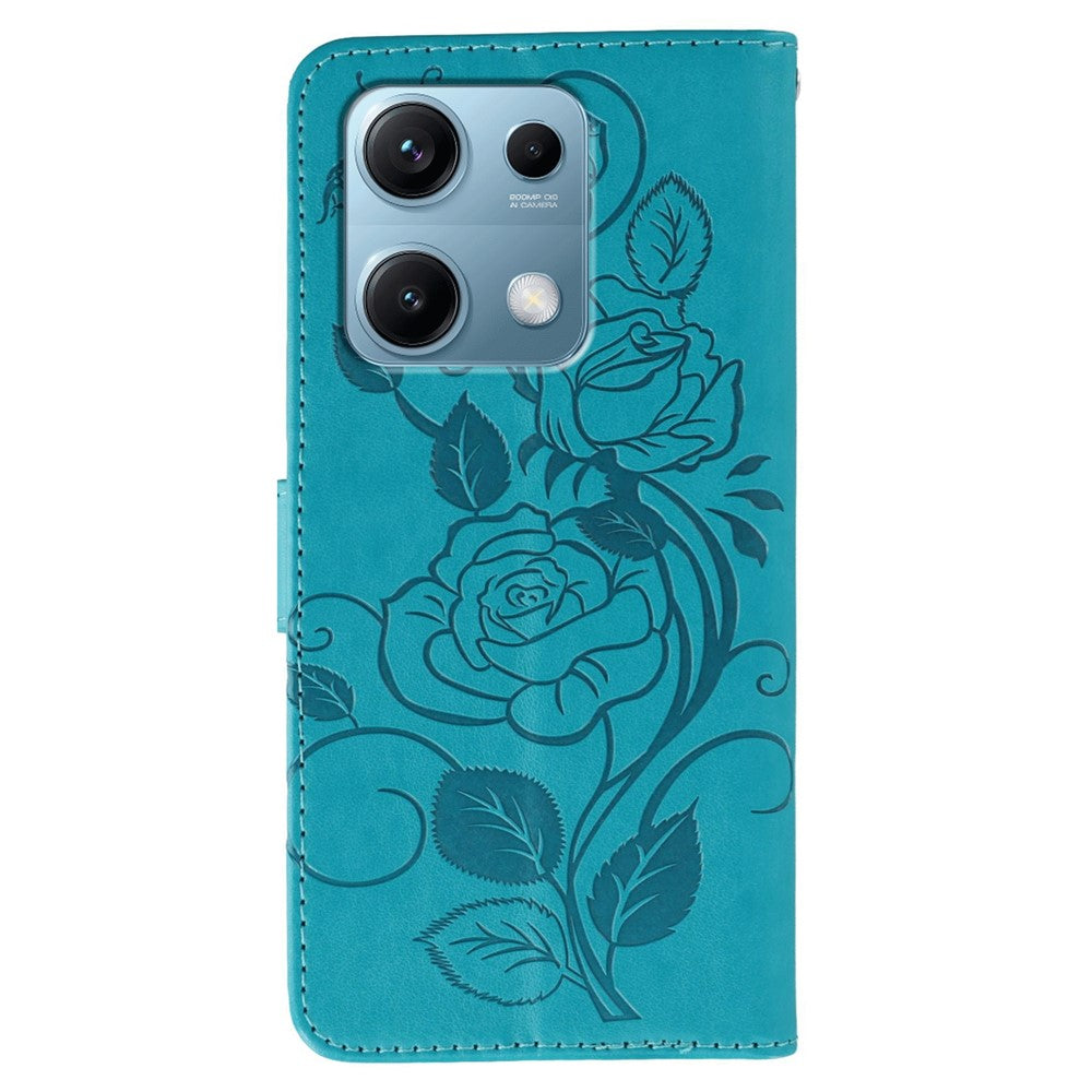 For Xiaomi Redmi Note 14S 4G / Note 13 Pro 4G / Poco M6 Pro 4G Case Wallet Stand Imprinted Rose Butterfly PU Leather Phone Cover