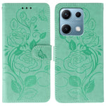 For Xiaomi Redmi Note 14S 4G / Note 13 Pro 4G / Poco M6 Pro 4G Case Wallet Stand Imprinted Rose Butterfly PU Leather Phone Cover