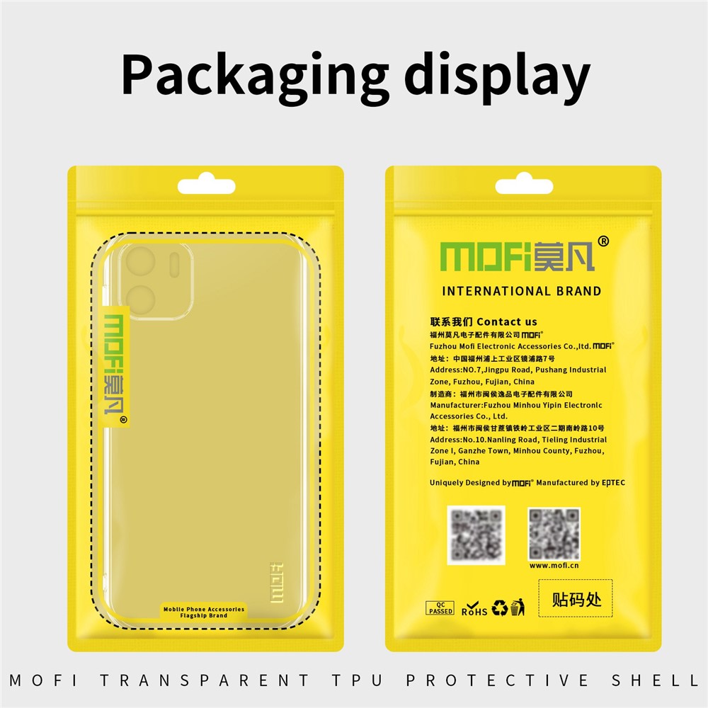 MOFI for Xiaomi Redmi A1 4G / A2 4G Protective Phone Cover, Scratch Proof Clear Crystal TPU Shell Not-Yellowing Case