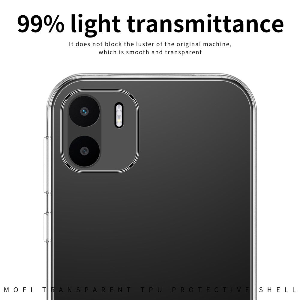 MOFI for Xiaomi Redmi A1 4G / A2 4G Protective Phone Cover, Scratch Proof Clear Crystal TPU Shell Not-Yellowing Case