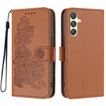 Samsung Galaxy A24 4G (162,1 x 77,6 x 8,3 mm) mobilcover med mandala- og blomstermotiv, læderteg­nebogsetui med rem