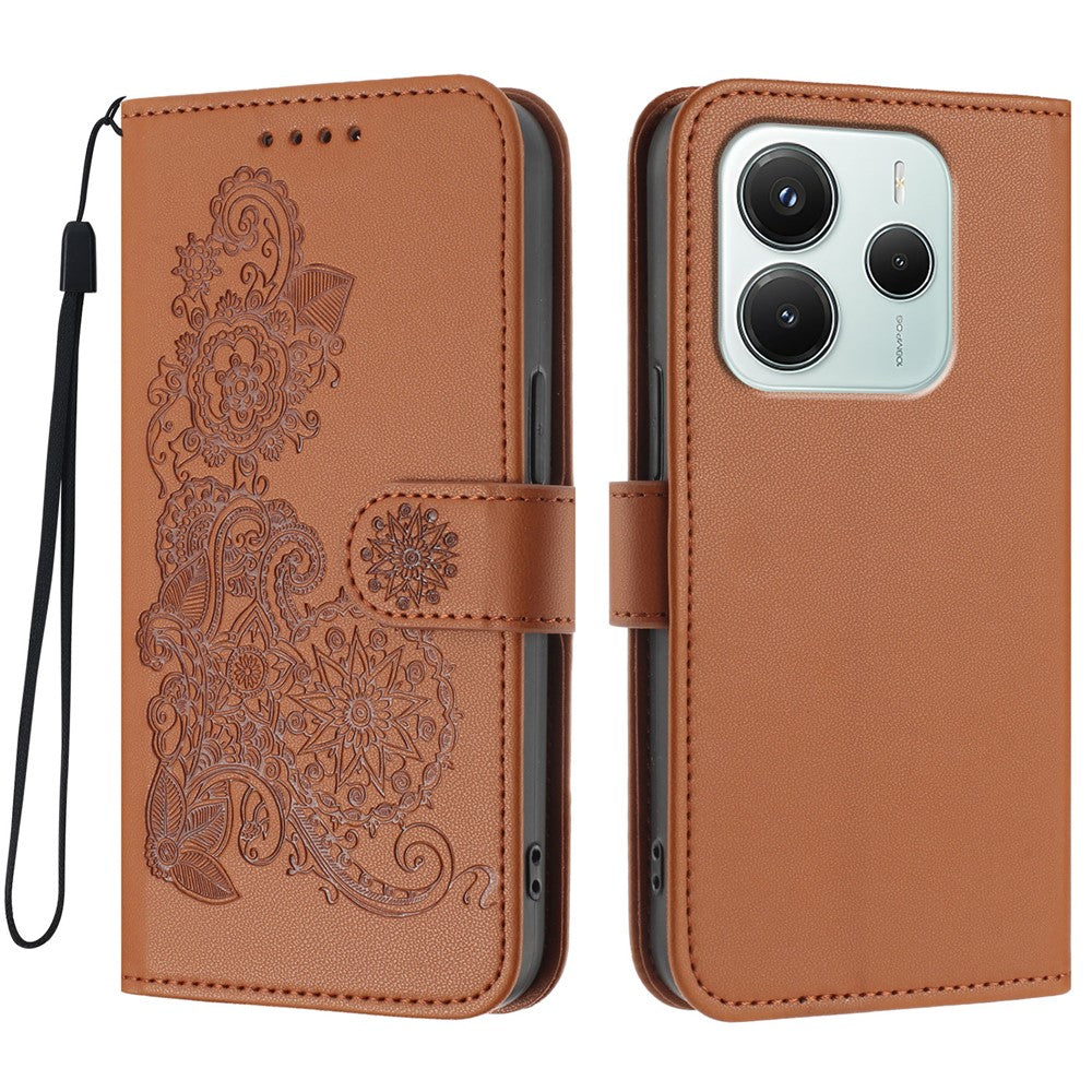 For Xiaomi Redmi Note 14 4G (164.84mm) Phone Cases Mandala Flower Leather Wallet Mobile Cover with Strap