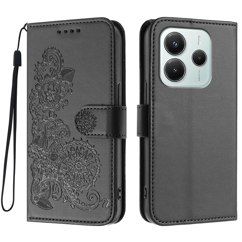 For Xiaomi Redmi Note 14 4G (164.84mm) Phone Cases Mandala Flower Leather Wallet Mobile Cover with Strap