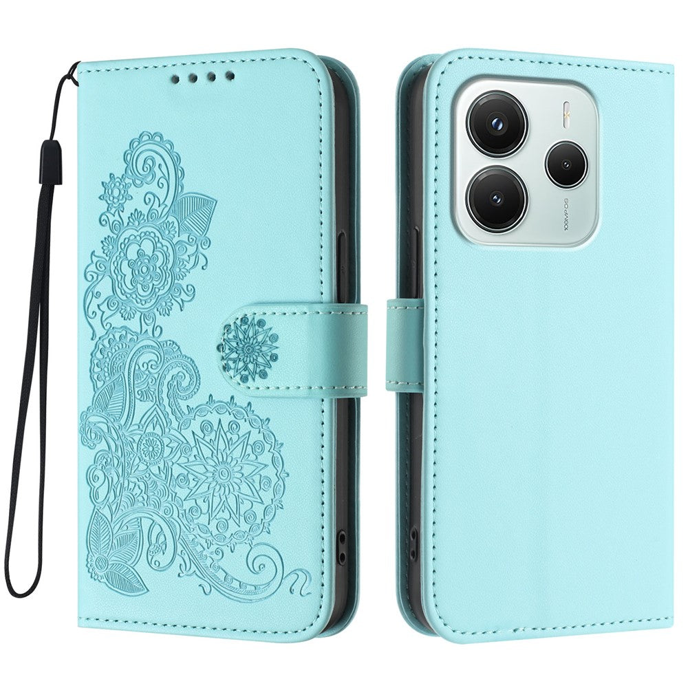 For Xiaomi Redmi Note 14 4G (164.84mm) Phone Cases Mandala Flower Leather Wallet Mobile Cover with Strap