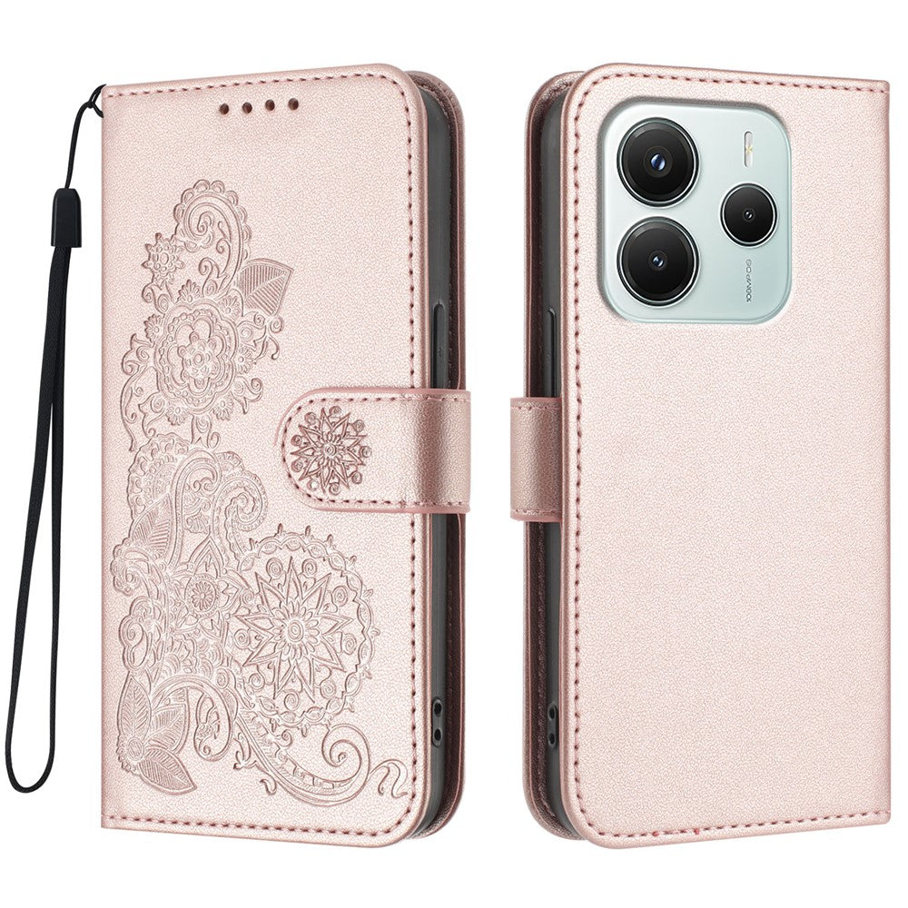For Xiaomi Redmi Note 14 4G (164.84mm) Phone Cases Mandala Flower Leather Wallet Mobile Cover with Strap