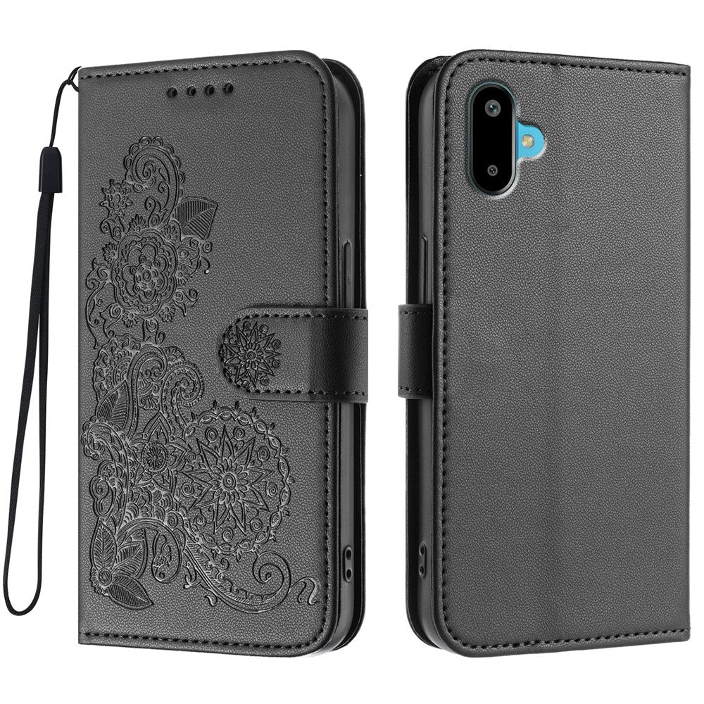 For Samsung Galaxy M06 5G / Galaxy F06 5G Phone Cases Mandala Flower Leather Wallet Mobile Cover with Strap