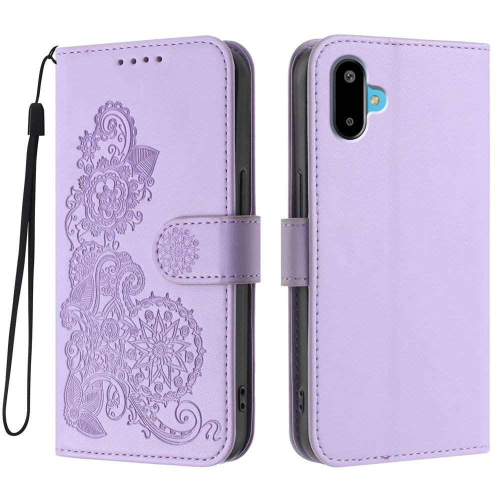 For Samsung Galaxy M06 5G / Galaxy F06 5G Phone Cases Mandala Flower Leather Wallet Mobile Cover with Strap