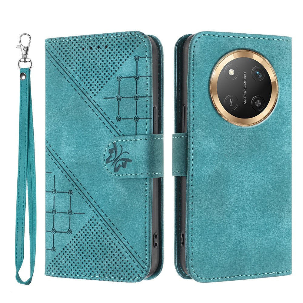 For Honor X60 Pro 5G / Honor Magic7 Lite 5G / Honor X9c 5G Leather Wallet Case Butterfly Flower Imprinted Phone Cover with Strap