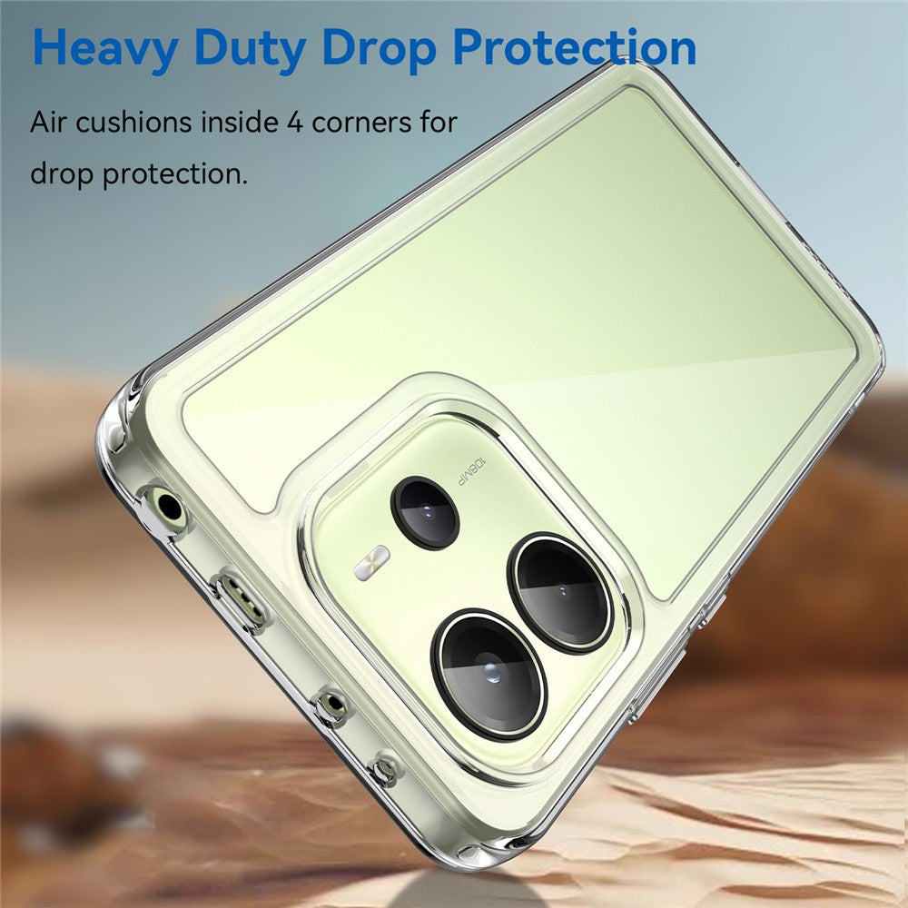 WANLONFENG MF Series for Xiaomi Redmi Note 14 4G (164.84mm) Case TPU Acrylic Clear Phone Cover with Tempered Glass Film