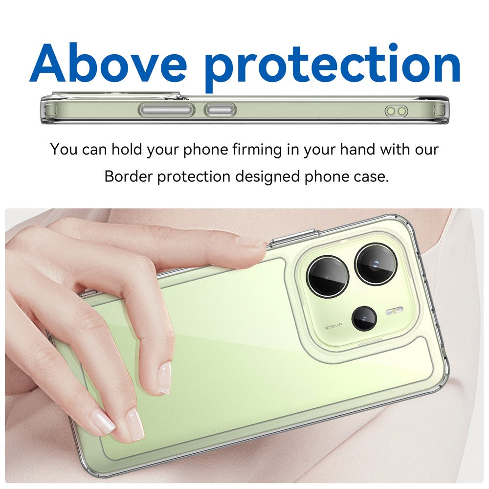 WANLONFENG MF Series for Xiaomi Redmi Note 14 4G (164.84mm) Case TPU Acrylic Clear Phone Cover with Tempered Glass Film