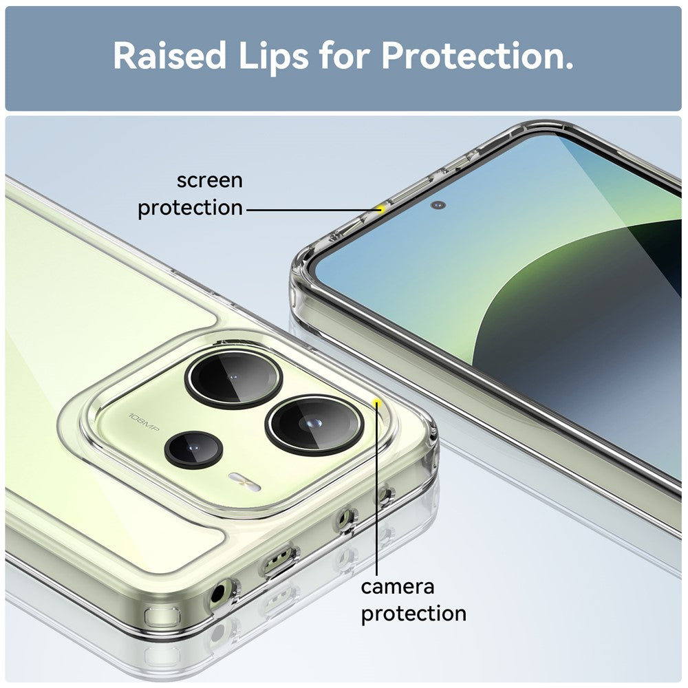WANLONFENG MF Series for Xiaomi Redmi Note 14 4G (164.84mm) Case TPU Acrylic Clear Phone Cover with Tempered Glass Film